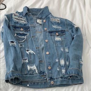 Forever 21 Oversized Distressed Jean Jacket